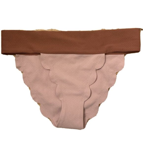Anthropologie Marysia Santa Clara Scalloped Colorblock Bikini Bottoms Size M NEW - Picture 5 of 8
